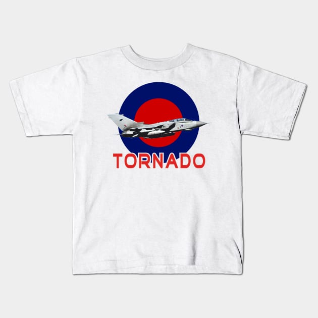 RAF Tornado  aircraft in RAF Roundel Kids T-Shirt by AJ techDesigns